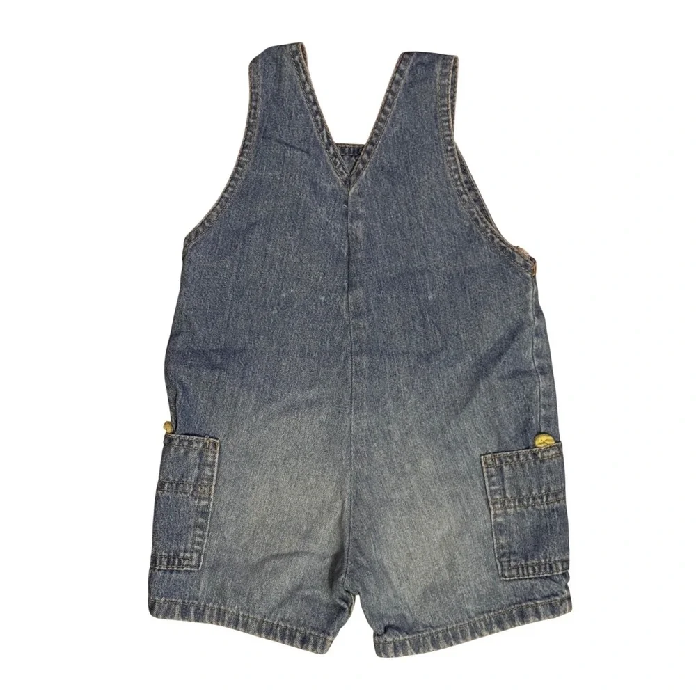 Blooz by Cachcach Vintage Elephant Denim Overalls Romper Light Wash 18M USA Made